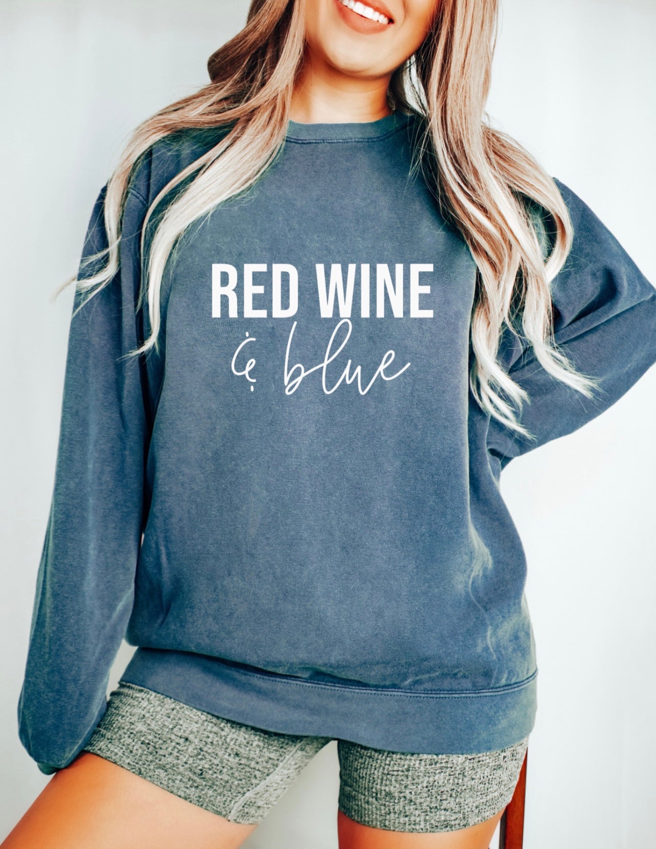 Red Wine and Blue Crewneck
