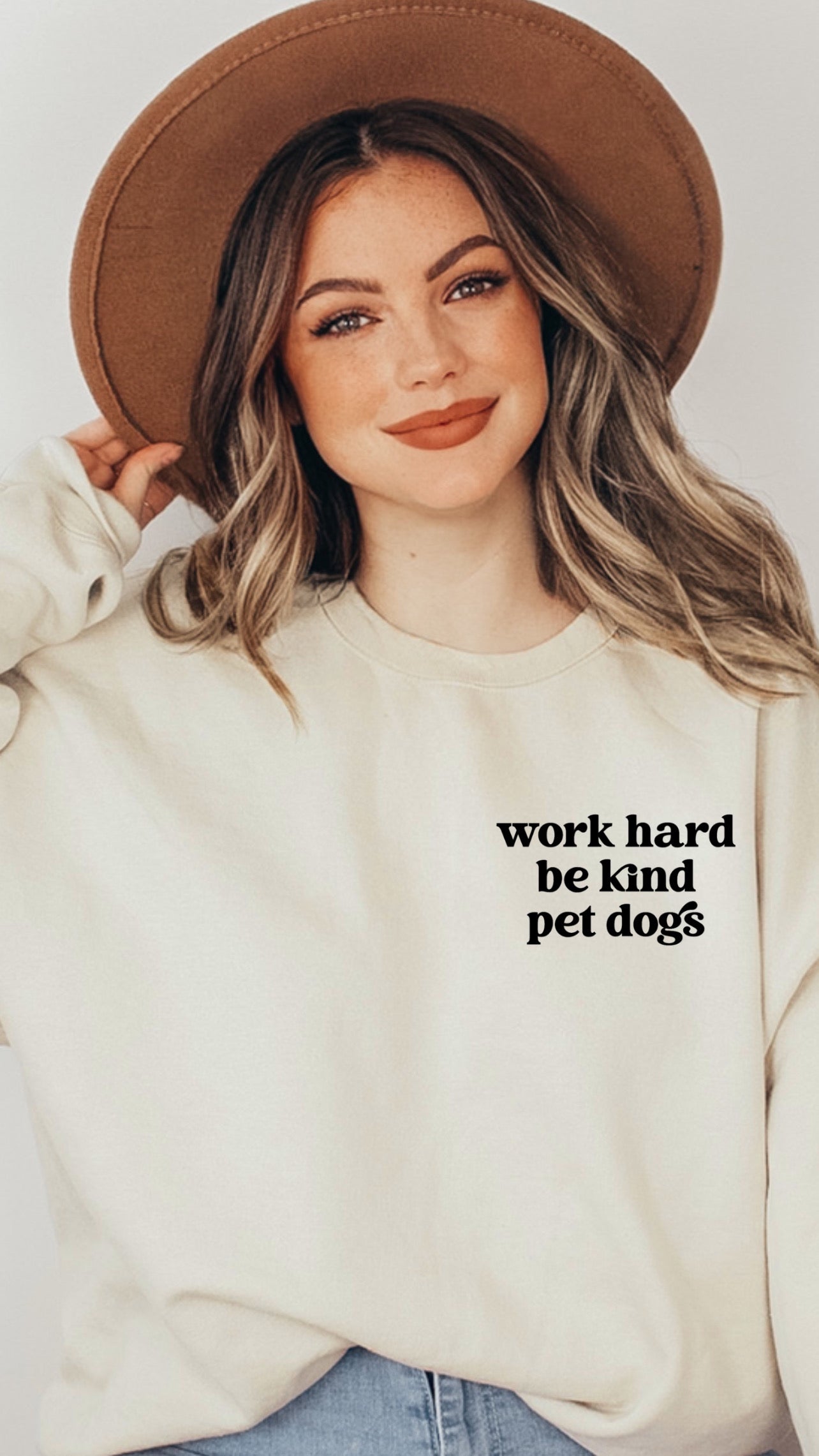 Work Hard. Be Kind. Pet Dogs. Crewneck