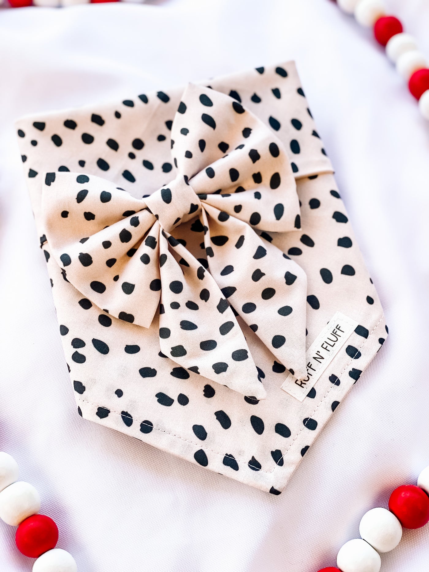 Minimal Dots on Beige Bow + Bowtie