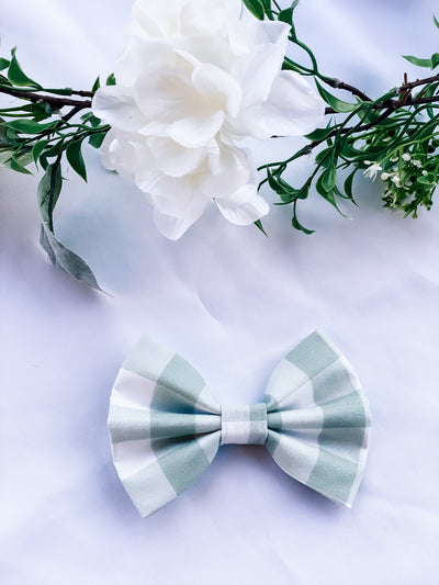 Sage Plaid Bow + Bowtie